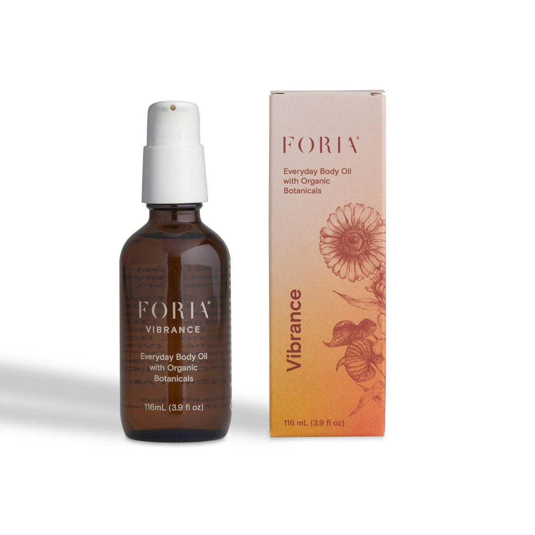 Foria Vibrance Everyday Body Oil 3.9 oz bottle and box