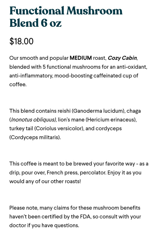 Functional Mushroom Blend - Uninhibited Coffee