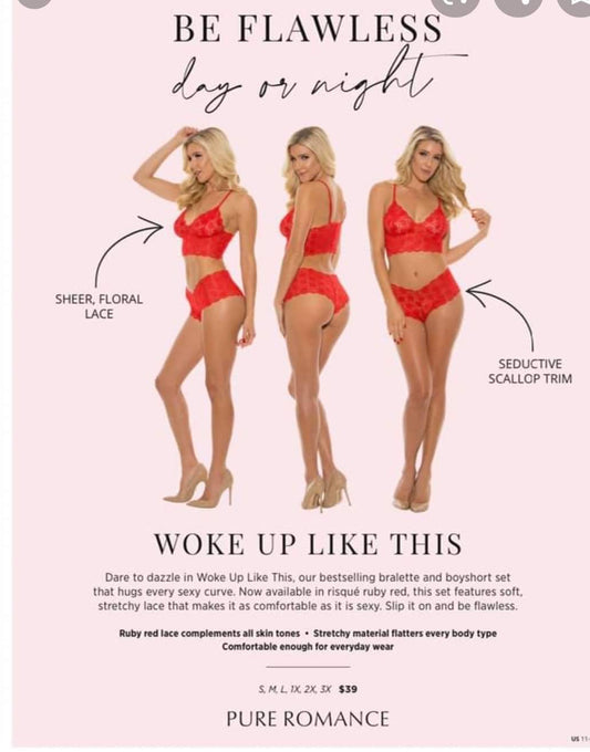 Red 2 pc cami and bralette set. Woke Up Like This