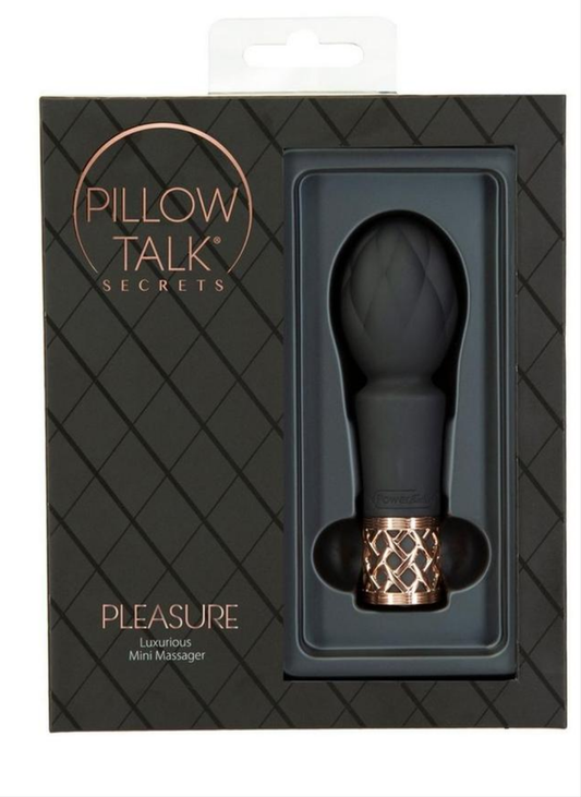 Pillow Talk Secrets Pleasure Rechargeable Silicone Wand - Black/Rose Gold