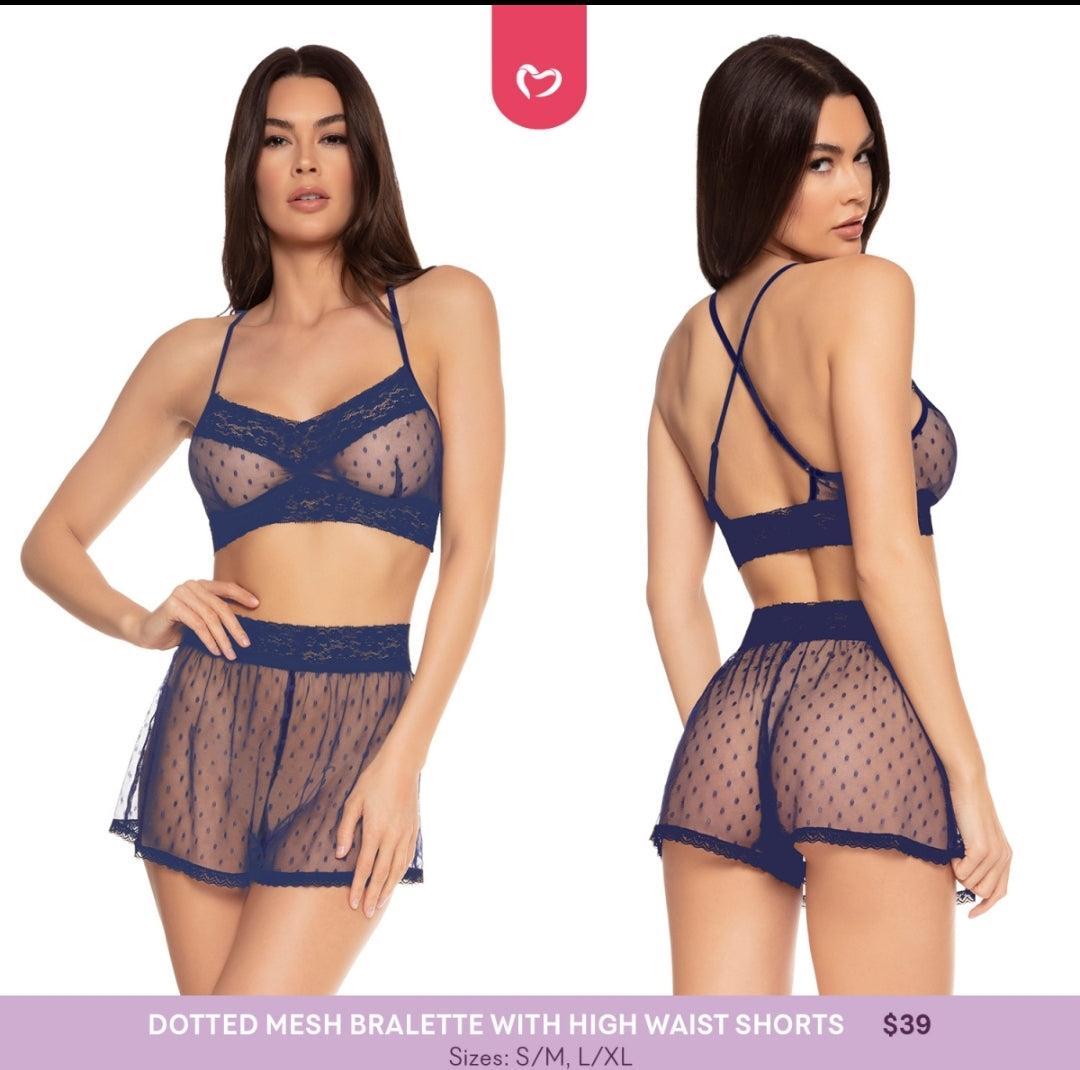 2 piece Sheer shorts and bralette L/XL