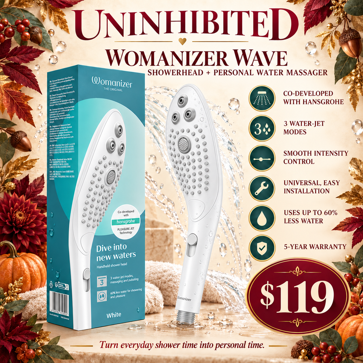 Womanizer Wave Showerhead – White - Made for self pleasure